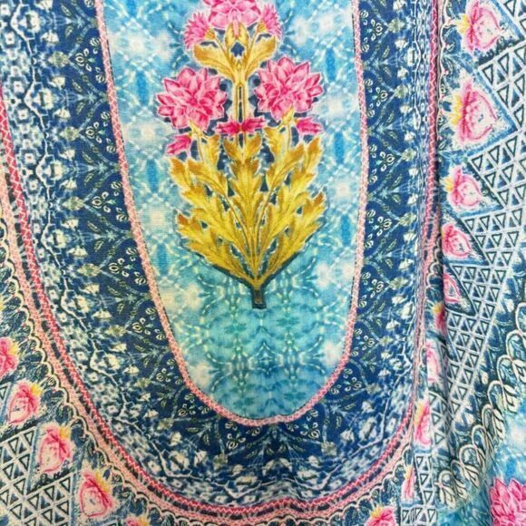Tolani Collection Womens Multicolor Floral Narissa Printed Woven Caftan Tunic L - Picture 8 of 12
